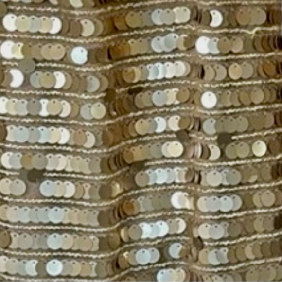 BCBG Maxazria IMAN SEQUIN BRONZE COIN CRISS CROSS PAILLETTE COIN MINI DRESS - Picture 3 of 13